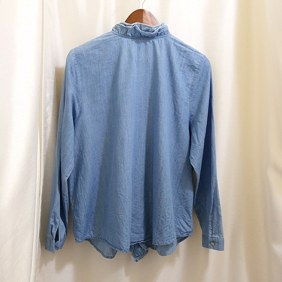 Chambray Button Up with Ruffles - Sz 14 - Picture 4 of 5